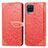 Funda de Cuero Cartera con Soporte Patron de Moda Carcasa S04D para Samsung Galaxy A22 4G Rojo