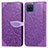 Funda de Cuero Cartera con Soporte Patron de Moda Carcasa S04D para Samsung Galaxy F12 Morado