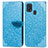 Funda de Cuero Cartera con Soporte Patron de Moda Carcasa S04D para Samsung Galaxy M31 Prime Edition Azul