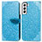 Funda de Cuero Cartera con Soporte Patron de Moda Carcasa S04D para Samsung Galaxy S22 5G Azul
