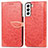 Funda de Cuero Cartera con Soporte Patron de Moda Carcasa S04D para Samsung Galaxy S22 5G Rojo