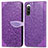 Funda de Cuero Cartera con Soporte Patron de Moda Carcasa S04D para Sony Xperia 10 IV Morado