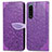 Funda de Cuero Cartera con Soporte Patron de Moda Carcasa S04D para Sony Xperia 5 III SO-53B Morado