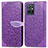 Funda de Cuero Cartera con Soporte Patron de Moda Carcasa S04D para Vivo T1 5G India Morado