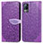 Funda de Cuero Cartera con Soporte Patron de Moda Carcasa S04D para Vivo V21e 4G Morado