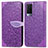 Funda de Cuero Cartera con Soporte Patron de Moda Carcasa S04D para Vivo V21e 5G Morado