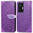 Funda de Cuero Cartera con Soporte Patron de Moda Carcasa S04D para Vivo X70 Pro 5G Morado