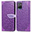 Funda de Cuero Cartera con Soporte Patron de Moda Carcasa S04D para Vivo Y32 4G Morado