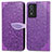 Funda de Cuero Cartera con Soporte Patron de Moda Carcasa S04D para Vivo Y74s 5G Morado