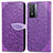 Funda de Cuero Cartera con Soporte Patron de Moda Carcasa S04D para Vivo Y76 5G Morado