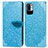 Funda de Cuero Cartera con Soporte Patron de Moda Carcasa S04D para Xiaomi POCO M3 Pro 5G Azul