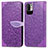 Funda de Cuero Cartera con Soporte Patron de Moda Carcasa S04D para Xiaomi POCO M3 Pro 5G Morado