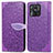 Funda de Cuero Cartera con Soporte Patron de Moda Carcasa S04D para Xiaomi Redmi 10 Power Morado