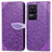 Funda de Cuero Cartera con Soporte Patron de Moda Carcasa S04D para Xiaomi Redmi K40S 5G Morado