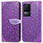 Funda de Cuero Cartera con Soporte Patron de Moda Carcasa S04D para Xiaomi Redmi K50 Pro 5G Morado