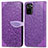 Funda de Cuero Cartera con Soporte Patron de Moda Carcasa S04D para Xiaomi Redmi Note 10S 4G Morado