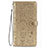 Funda de Cuero Cartera con Soporte Patron de Moda Carcasa S05D para Samsung Galaxy S21 5G Oro