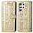 Funda de Cuero Cartera con Soporte Patron de Moda Carcasa S05D para Samsung Galaxy S23 Ultra 5G Oro