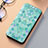 Funda de Cuero Cartera con Soporte Patron de Moda Carcasa S06D para Samsung Galaxy S21 5G Verde