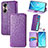 Funda de Cuero Cartera con Soporte Patron de Moda Carcasa S07D para Huawei Honor 60 5G Morado