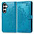 Funda de Cuero Cartera con Soporte Patron de Moda Carcasa S07D para Samsung Galaxy S21 FE 5G Azul