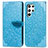 Funda de Cuero Cartera con Soporte Patron de Moda Carcasa S07D para Samsung Galaxy S22 Ultra 5G Azul