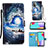 Funda de Cuero Cartera con Soporte Patron de Moda Carcasa Y02B para Samsung Galaxy A52s 5G Azul Real