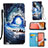 Funda de Cuero Cartera con Soporte Patron de Moda Carcasa Y02B para Samsung Galaxy A72 4G Azul Real