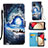 Funda de Cuero Cartera con Soporte Patron de Moda Carcasa Y02B para Samsung Galaxy F02S SM-E025F Azul Real