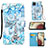 Funda de Cuero Cartera con Soporte Patron de Moda Carcasa Y02B para Samsung Galaxy F12 Azul Claro