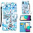 Funda de Cuero Cartera con Soporte Patron de Moda Carcasa Y02B para Samsung Galaxy M02 Azul Claro