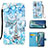 Funda de Cuero Cartera con Soporte Patron de Moda Carcasa Y02B para Samsung Galaxy Note 20 5G Azul Claro