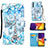 Funda de Cuero Cartera con Soporte Patron de Moda Carcasa Y02B para Samsung Galaxy Quantum2 5G Azul Claro