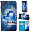 Funda de Cuero Cartera con Soporte Patron de Moda Carcasa Y02B para Samsung Galaxy S20 5G Azul Real