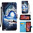 Funda de Cuero Cartera con Soporte Patron de Moda Carcasa Y02B para Samsung Galaxy XCover 5 SM-G525F Azul Real