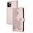 Funda de Cuero Cartera con Soporte Patron de Moda Carcasa Y02X para Apple iPhone 14 Pro Oro Rosa