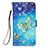 Funda de Cuero Cartera con Soporte Patron de Moda Carcasa Y03B para Samsung Galaxy A01 SM-A015 Azul Cielo