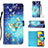 Funda de Cuero Cartera con Soporte Patron de Moda Carcasa Y03B para Samsung Galaxy A51 4G Azul Cielo