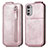 Funda de Cuero Flip para Motorola Moto E32 Oro Rosa