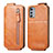 Funda de Cuero Flip para Motorola Moto E32s Marron