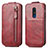 Funda de Cuero Flip para Nokia C3 Rojo