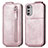 Funda de Cuero Flip S01D para Motorola Moto E32 Oro Rosa