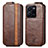 Funda de Cuero Flip S01D para Vivo Y35 4G Marron