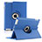 Funda de Cuero Giratoria con Soporte para Apple iPad 2 Azul