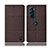 Funda de pano Cartera con Soporte H12P para Motorola Moto Edge Plus (2022) 5G Marron