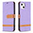 Funda de pano Cartera con Soporte para Apple iPhone 14 Plus Morado