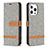 Funda de pano Cartera con Soporte para Apple iPhone 14 Pro Max Gris