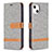 Funda de pano Cartera con Soporte para Apple iPhone 15 Plus Gris