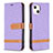 Funda de pano Cartera con Soporte para Apple iPhone 15 Plus Morado