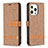 Funda de pano Cartera con Soporte para Apple iPhone 15 Pro Max Marron